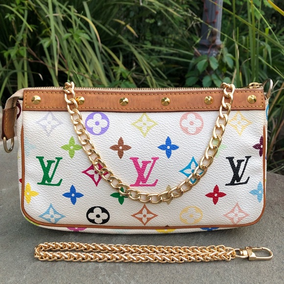 Louis Vuitton Handbags - 💯LV Multicolor Pochette W/X-BODY CHAIN & WRISTLET